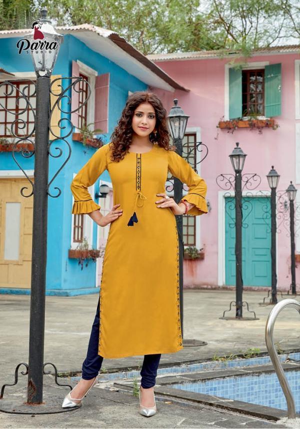 Gloria Vol 1 Rayon 14 Kg Liva Tage With Khatli Work Kurtis - Size M (38), L (40), Xl (42), Xxl (44), 3xl (46), Length 46" | Features: 3/4th Sleeve, Embroidered Pattern, Washable, Quick Dry
