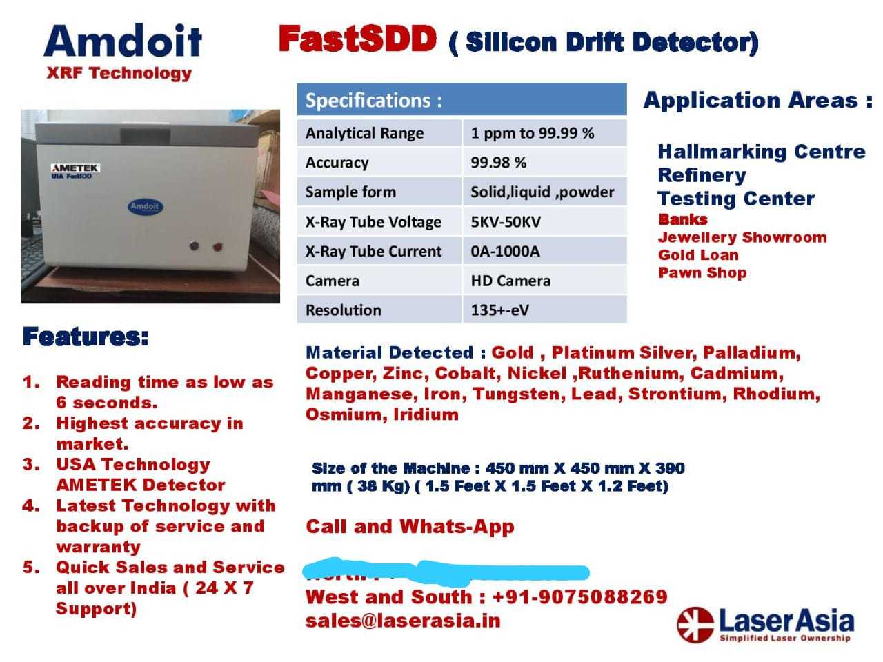 Fast Sdd Gold Testing Machine For Hallmarking Center - Machine Weight: 35 Kilograms (Kg)