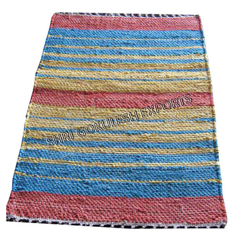 Natural Fabric 100% Cotton Indian Handwoven Rag Rugs Back Material: Woven Back