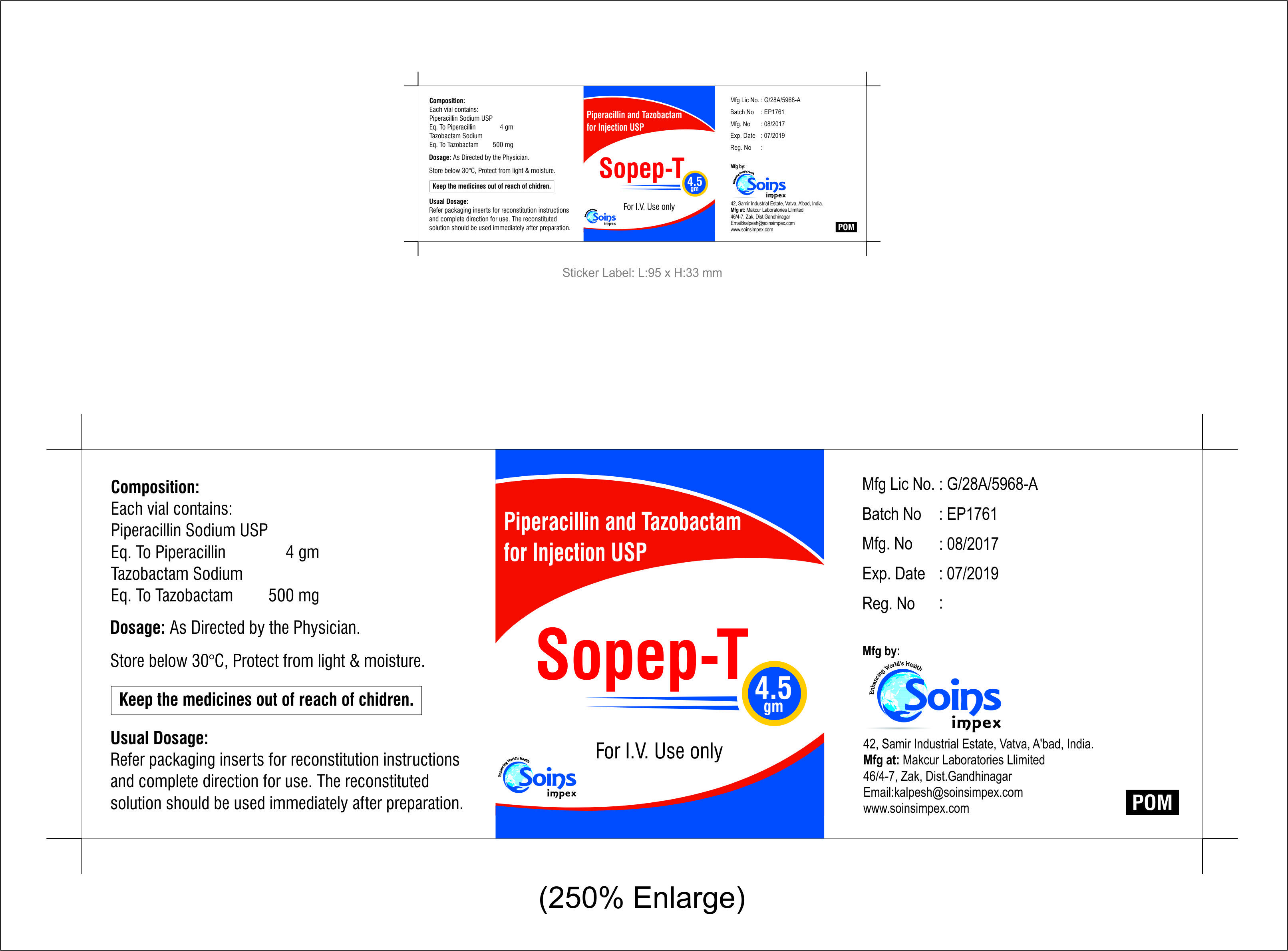 Piperacillin And Tazobactum For Injection