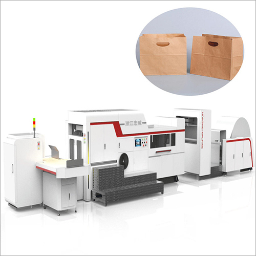 Paper Carry Bag Making Machine - Stainless Steel 10m X 3m X 2.5m | 100-150 Bags/min Production Capacity Customizable Bag Size Plc Control