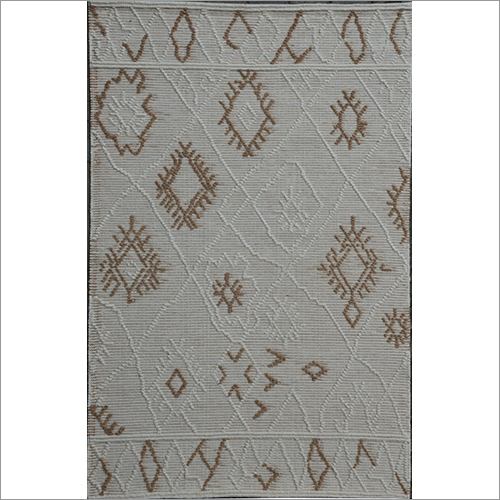 बहुरंगा हाथ से बुना हुआ ऊनी हाफ लूप रग