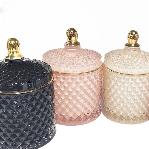 गोल्ड कैप ग्लास डेकोरेटिव कैंडी जार