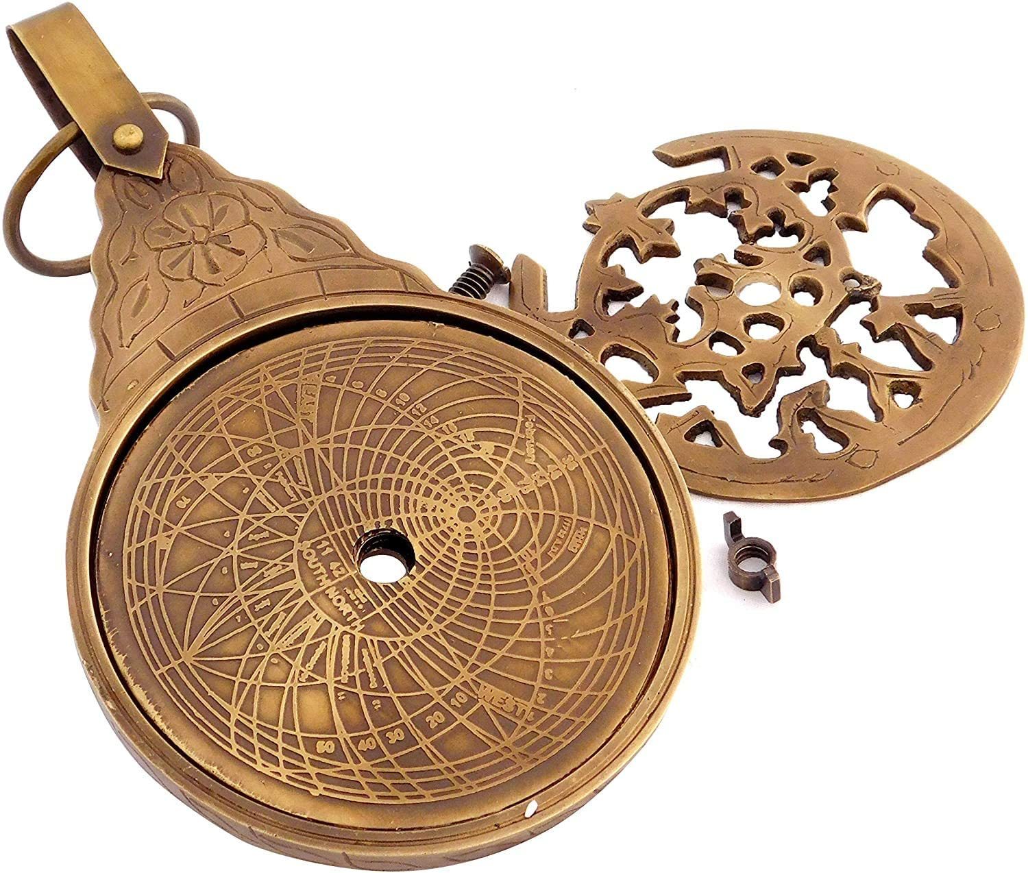 Brass Nautical English Arabic Calendar Astrolabe Arabic Globe Navigation Astrological Calendar