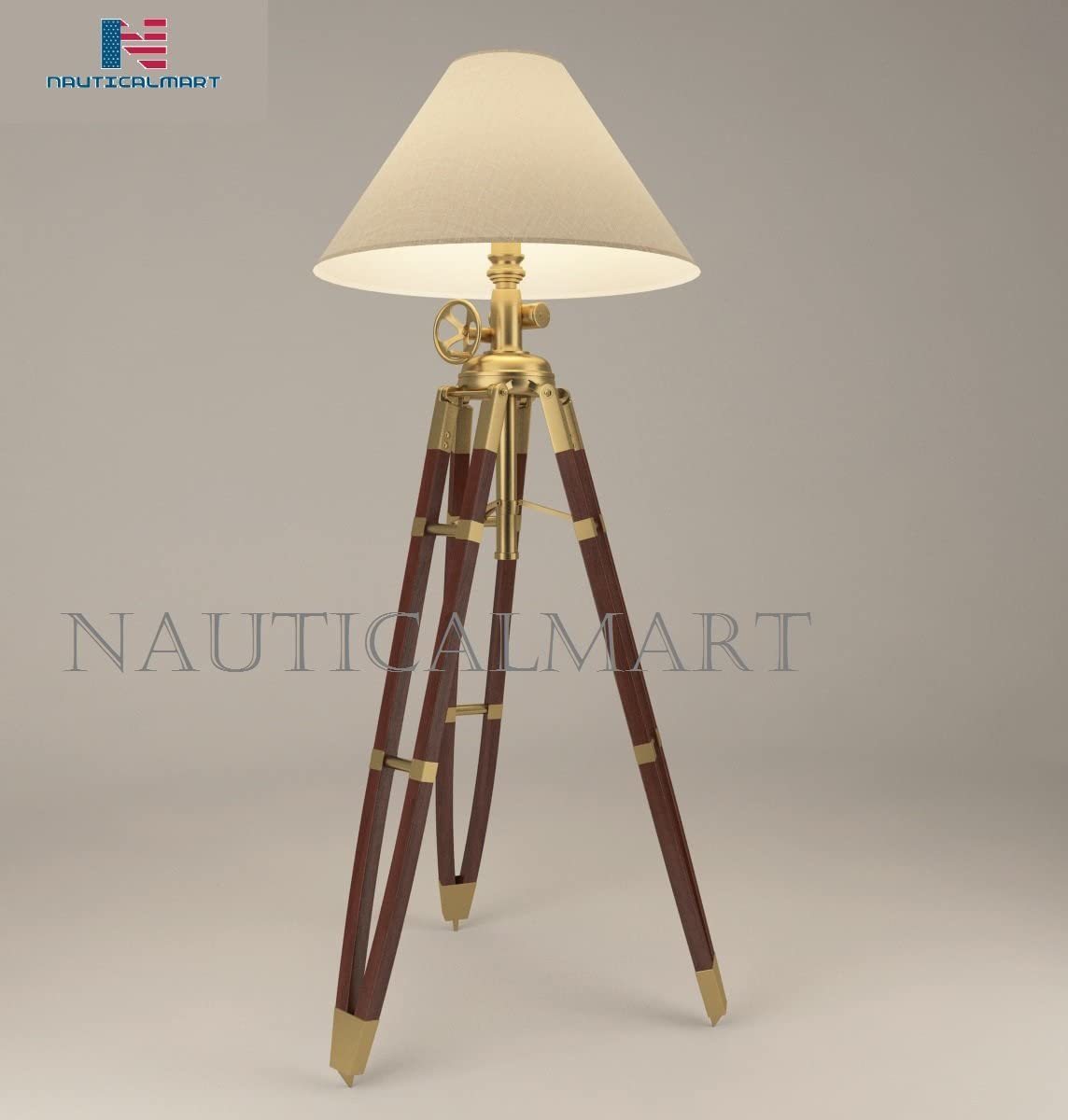 Brown Vintage Design Industrial Lamp Royal Marine Tripod Lamp With Materials & Textures