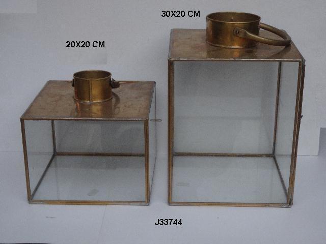 Geometric Glass And Brass Terrarium Size: 24 Cm