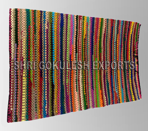 हैंडमेड इंडियन डिज़ाइनर कॉटन चिंदी कार्पेट बैक मटीरियल: वोवन बैक