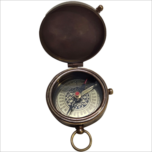 Brown Antique Brass Pocket Compass