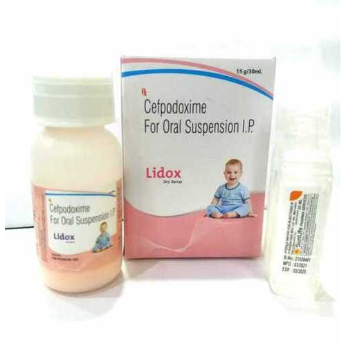 Lidox Dry Syrup - Cefpodoxime Proxetil Oral Suspension IP 50 mg, Anti-Bacterial Liquid Formula for Children, Effective Against Bacterial Infections in Lungs, Urinary Tract, Ear, Nasal Sinus, Throat, and Skin