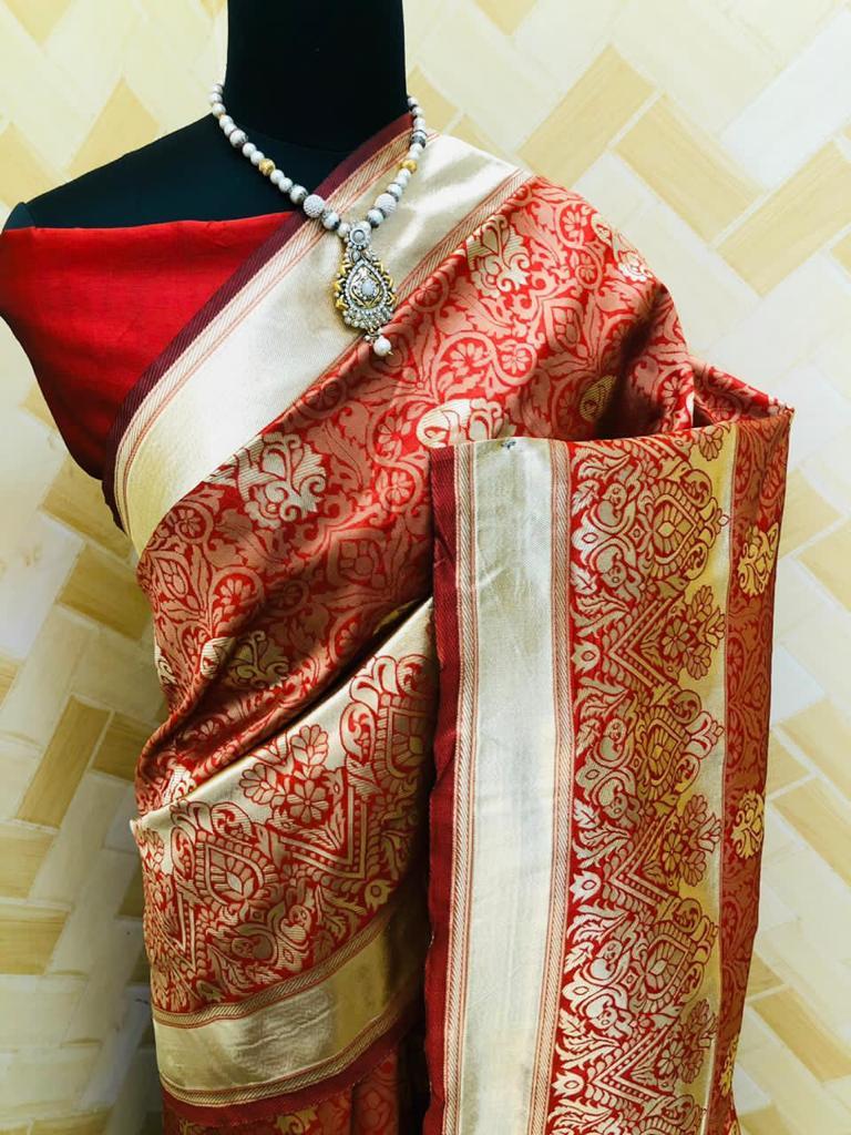 Beautiful Rich Look Saree - Soft Lichi Silk Cloth, Multi Color With Jacquard Work | Stunning Rich Pallu, Contrast Blouse With Exclusive Jacquard Border, Suitable For Traditional Occasions
