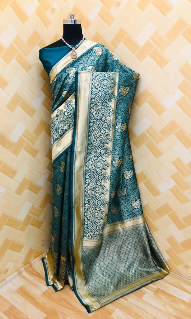 Beautiful Rich Look Saree - Soft Lichi Silk Cloth, Multi Color With Jacquard Work | Stunning Rich Pallu, Contrast Blouse With Exclusive Jacquard Border, Suitable For Traditional Occasions