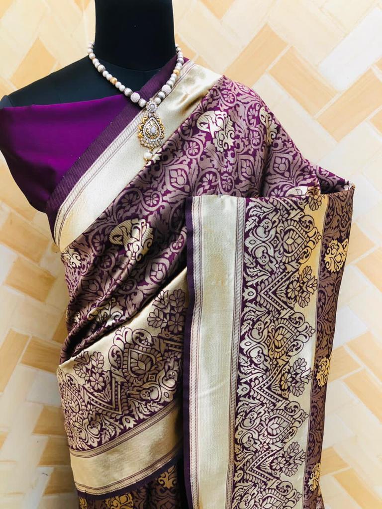 Beautiful Rich Look Saree - Soft Lichi Silk Cloth, Multi Color With Jacquard Work | Stunning Rich Pallu, Contrast Blouse With Exclusive Jacquard Border, Suitable For Traditional Occasions