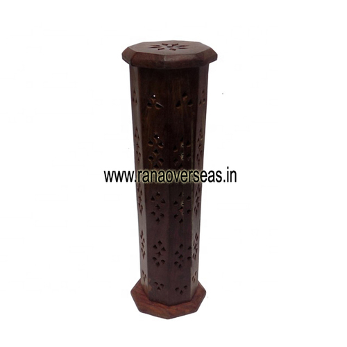 Wooden Tower Shaped Incense Stick Holder - Hand Crafted Wooden Dhoop Burner, Polished & Carved Finish, Easy to Clean, Customizable Packaging, Unique Home Decoration Piece