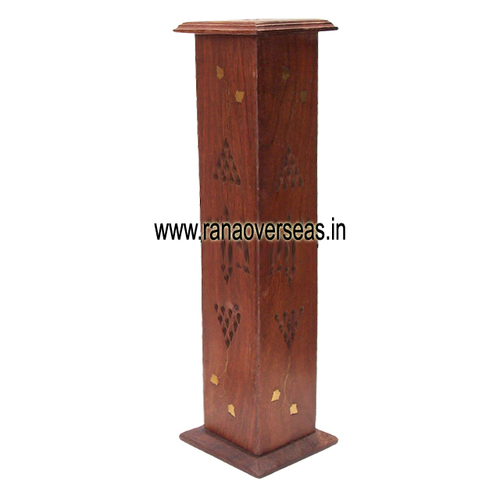 Wood Square Wooden Tower Incense Burner Holder