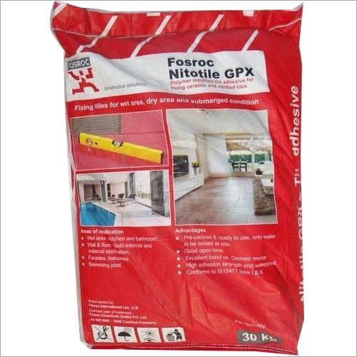 30 किलो नाइटोटाइल जीपीएक्स अनुप्रयोग: गीले क्षेत्र - रसोई और स्नानघर टाइल क्लैडिंग