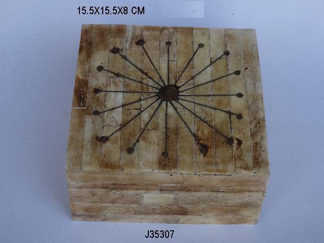 Handmade Bone And Horn Inlay Box Black & White Color