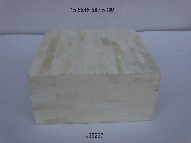 Handmade Bone And Horn Inlay Box Black & White Color