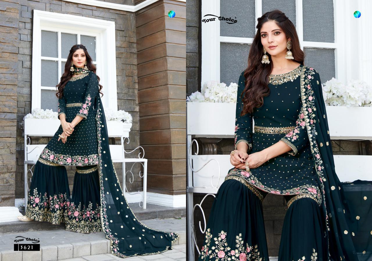 Multi Color Your Choice Zaraa Georgette Designer Salwar Suit With Sharara Catalog