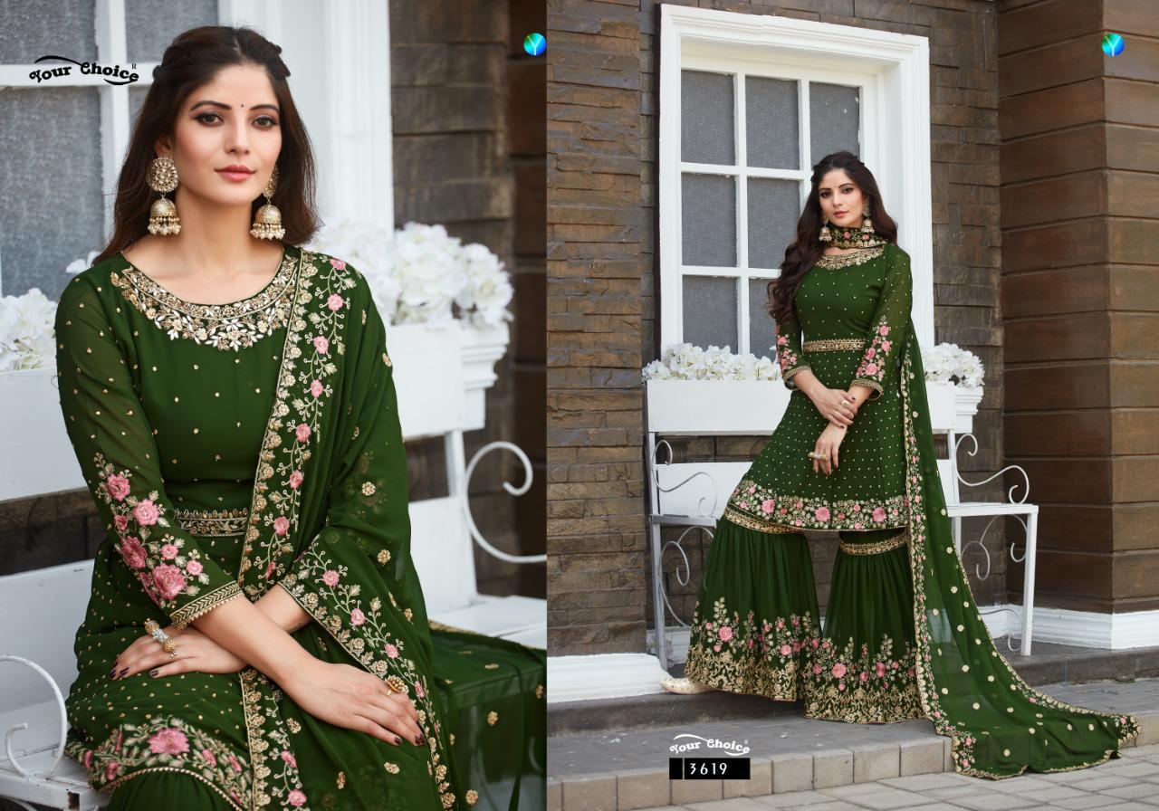 Multi Color Your Choice Zaraa Georgette Designer Salwar Suit With Sharara Catalog