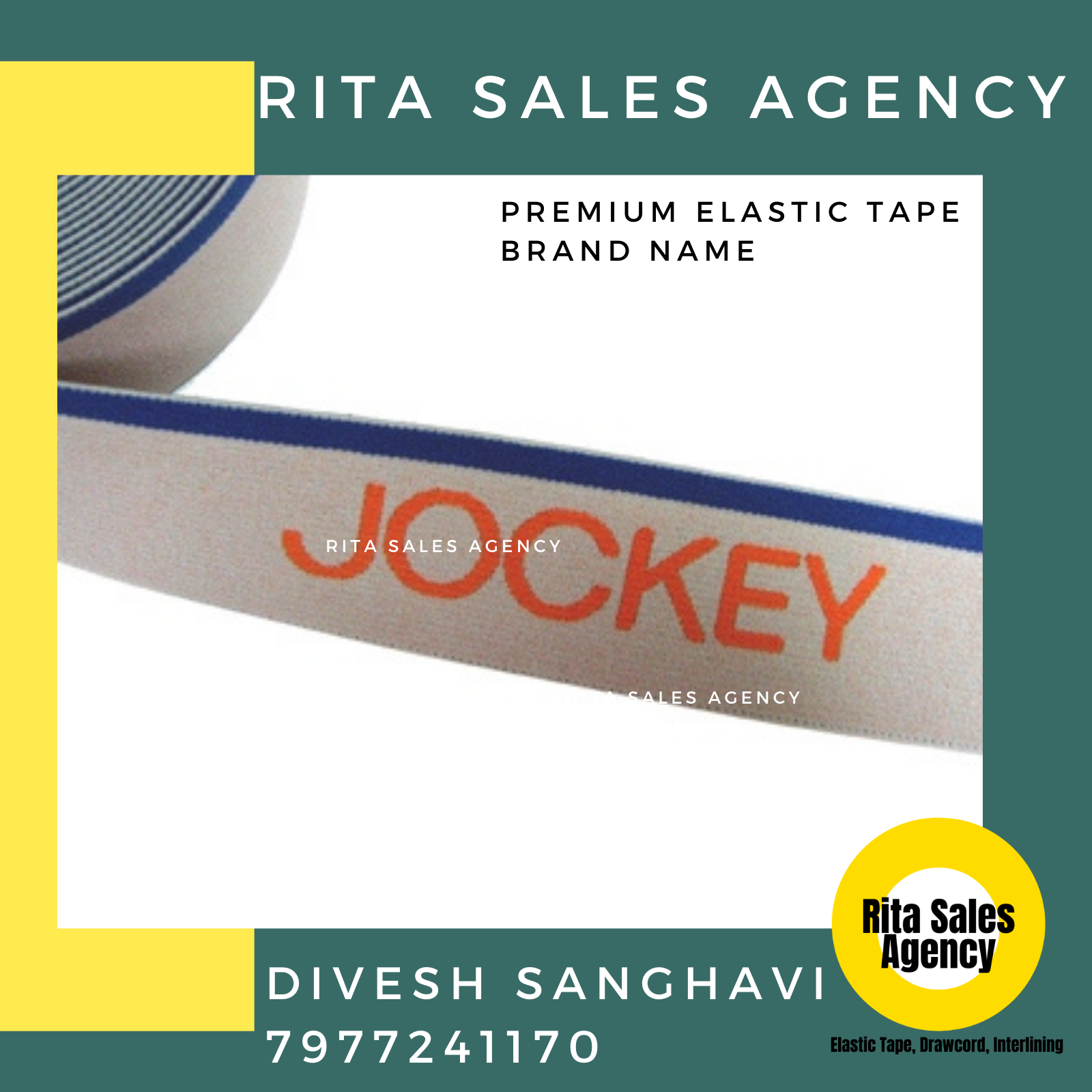 Multicolour Brand Name Elastic Tape