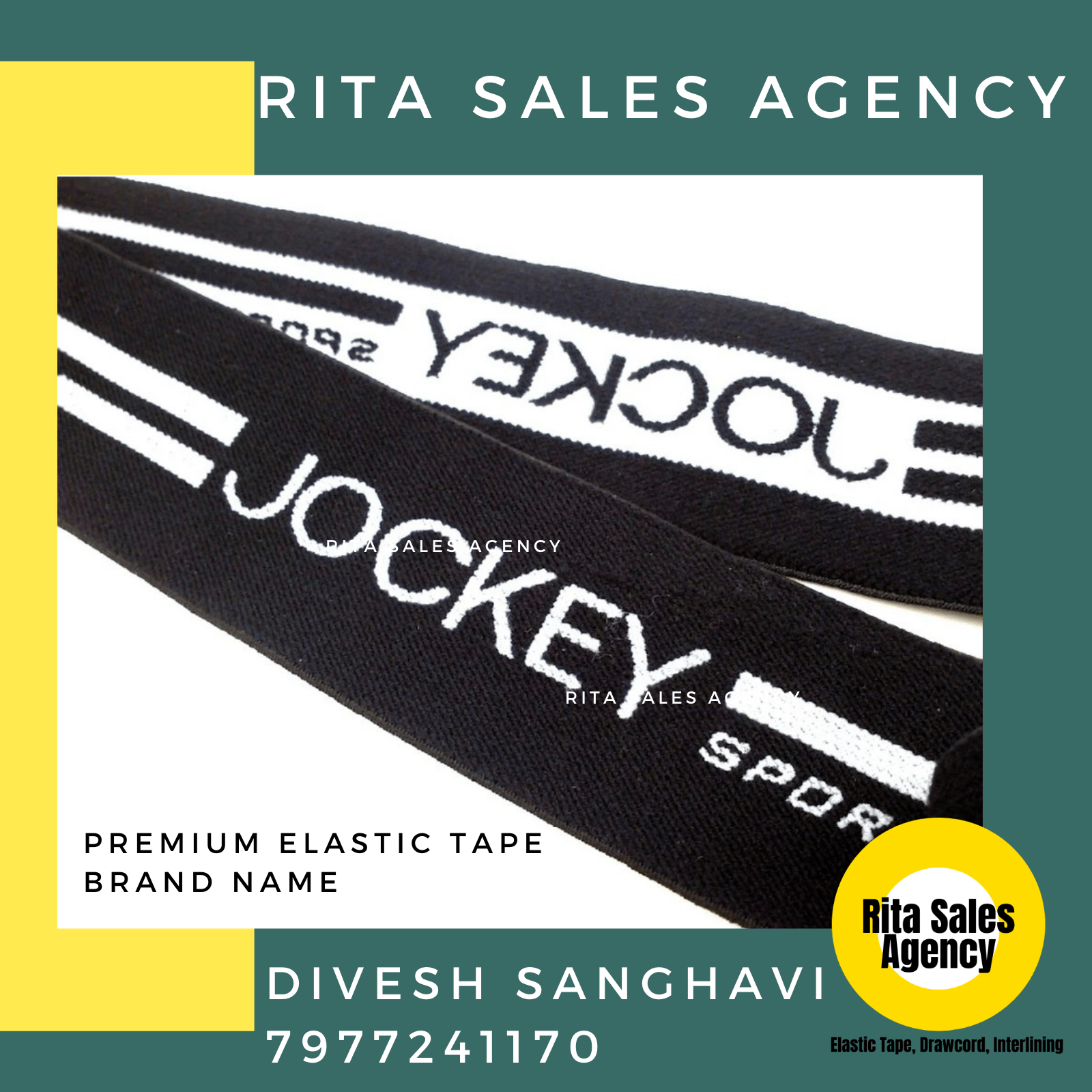 Multicolour Brand Name Elastic Tape