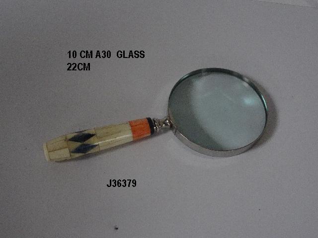 Magnifying Glass - Glass And Metal, Antique Artwork With Handmade Bone Handle