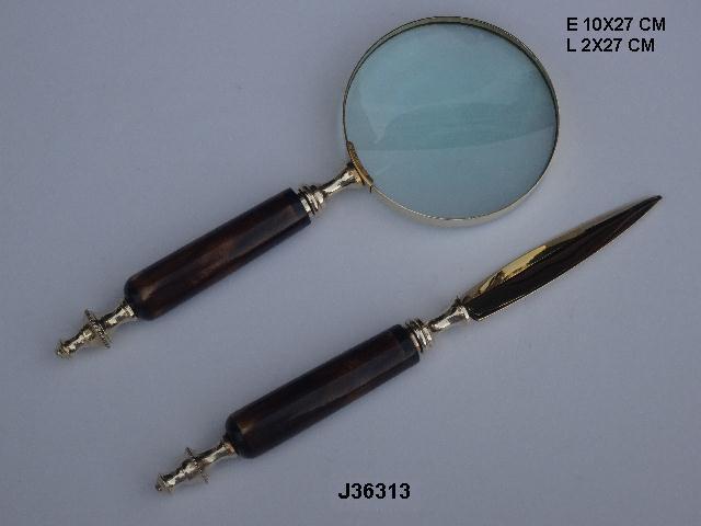 Magnifying Glass - Glass And Metal, Antique Artwork With Handmade Bone Handle