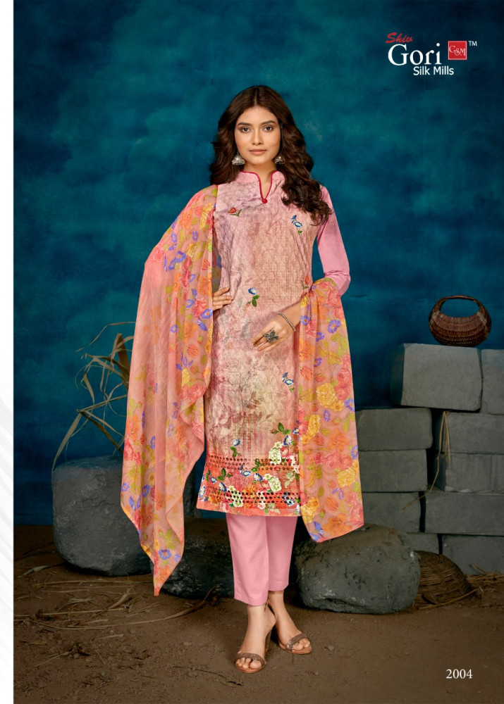 Dress Material - Cotton Digital Print Top (2.50 Mtrs), Exquisitely Printed Nazneen Dupatta (2.30 Mtrs) , Multi Color Casual Ethnic Wear With Full Sleeves