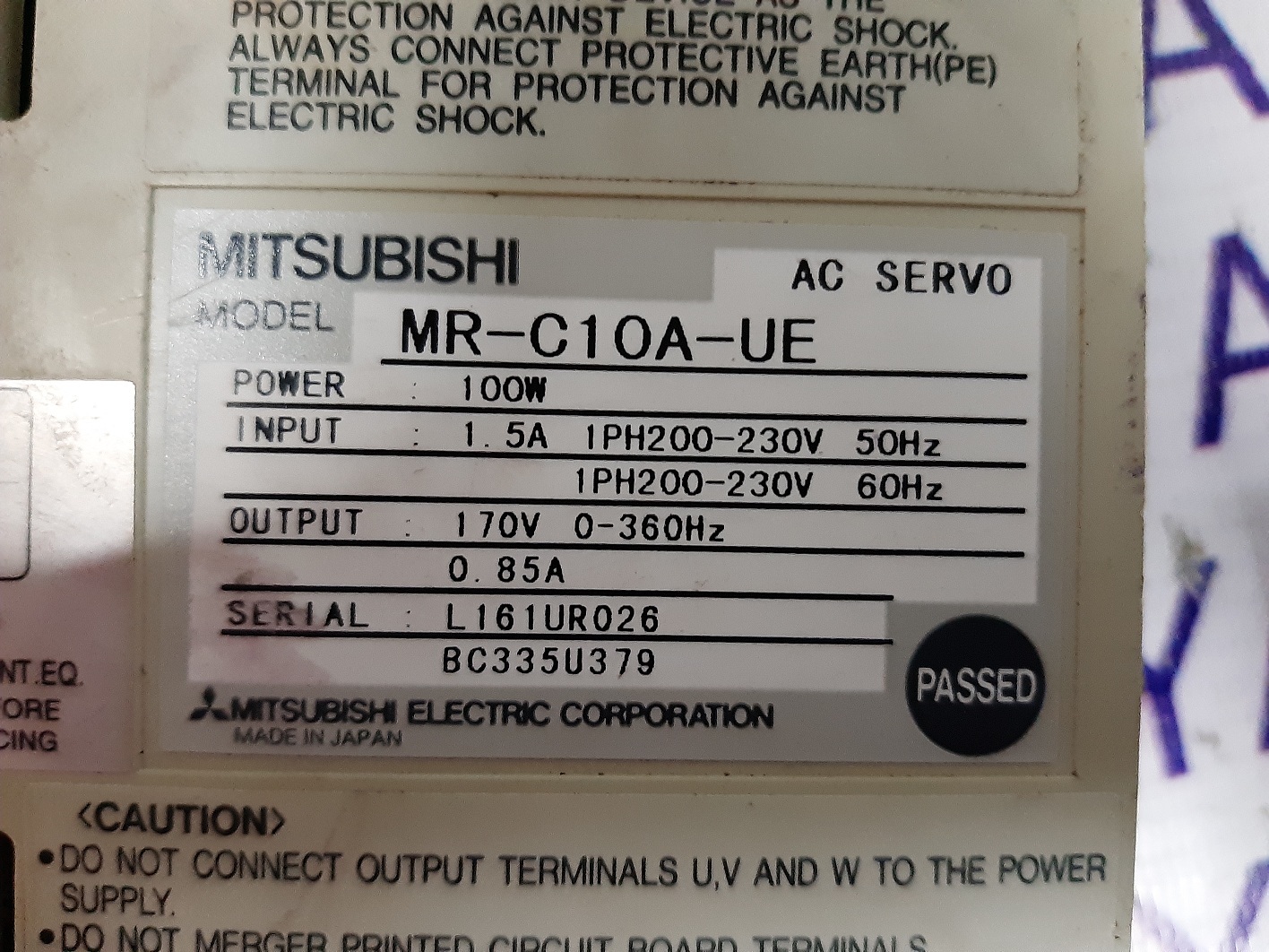 Mitsubishi Ac Servo Drive Mr-c10a-ue