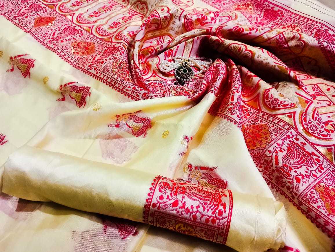 Saree - Soft Lichi Silk Fabric, Rich Jacquard Pallu & Border | Multi Color For Traditional Occasions, All Seasons, Bollywood Style