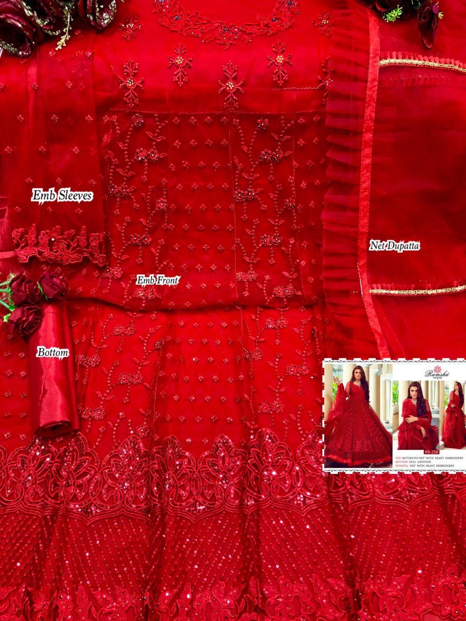 Preferable Net Multi Colour Pakistani Salwar Suit - Net Heavy Embroidery & Handwork, Dull Santoon Bottom, Full Sleeves, Customized Size, Dry Clean Only
