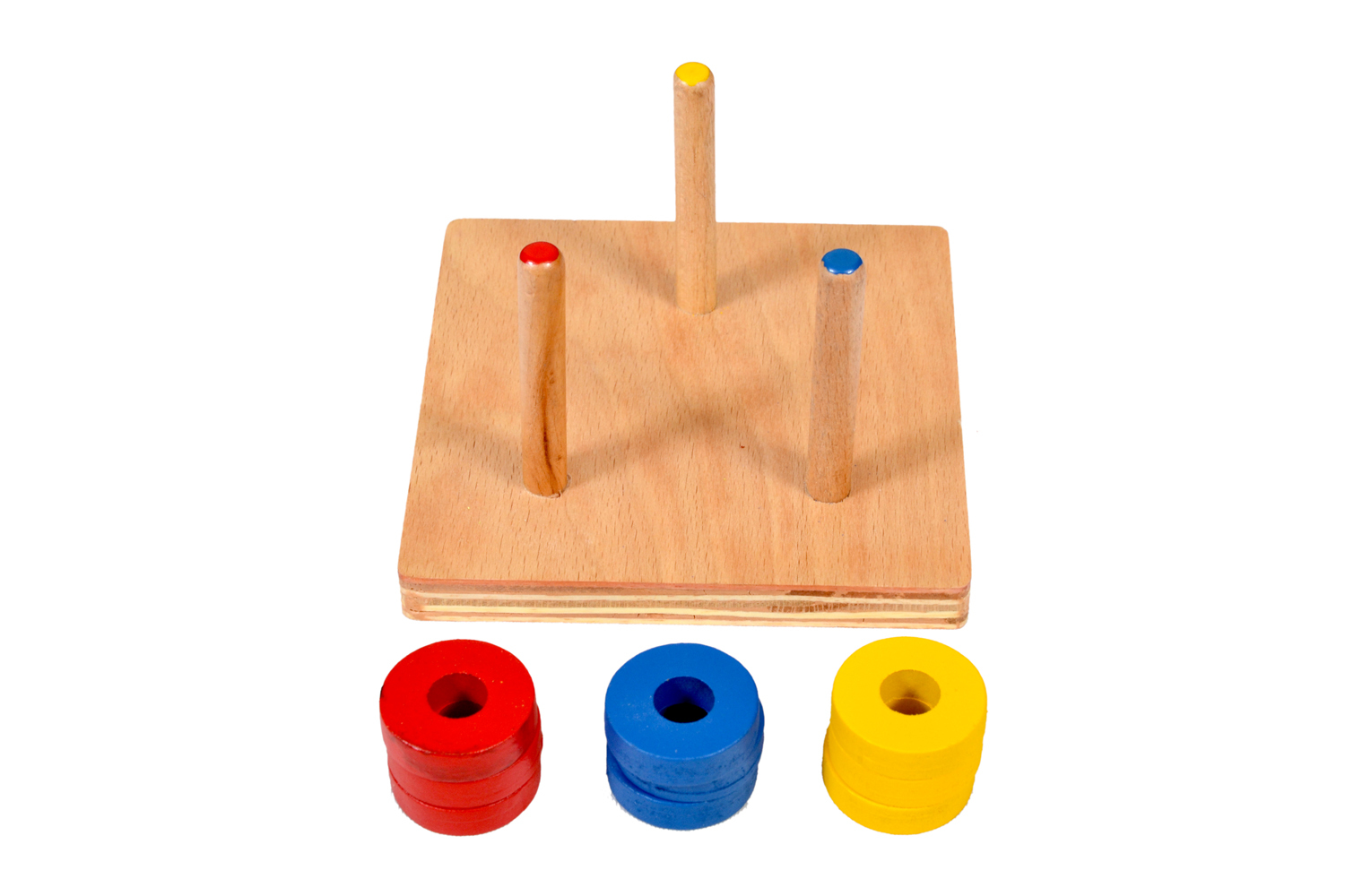 Kidken Colored Discs - Wooden Stacking Set 12x12x8 Cm | Enhance Color Matching, Eye-hand Coordination & Fine Motor Skills For Toddlers