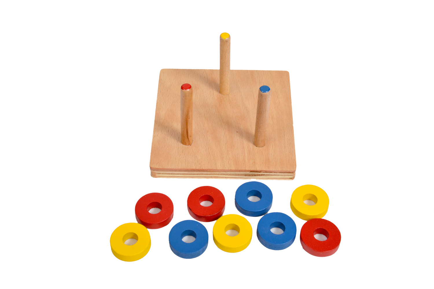 Kidken Colored Discs - Wooden Stacking Set 12x12x8 Cm | Enhance Color Matching, Eye-hand Coordination & Fine Motor Skills For Toddlers