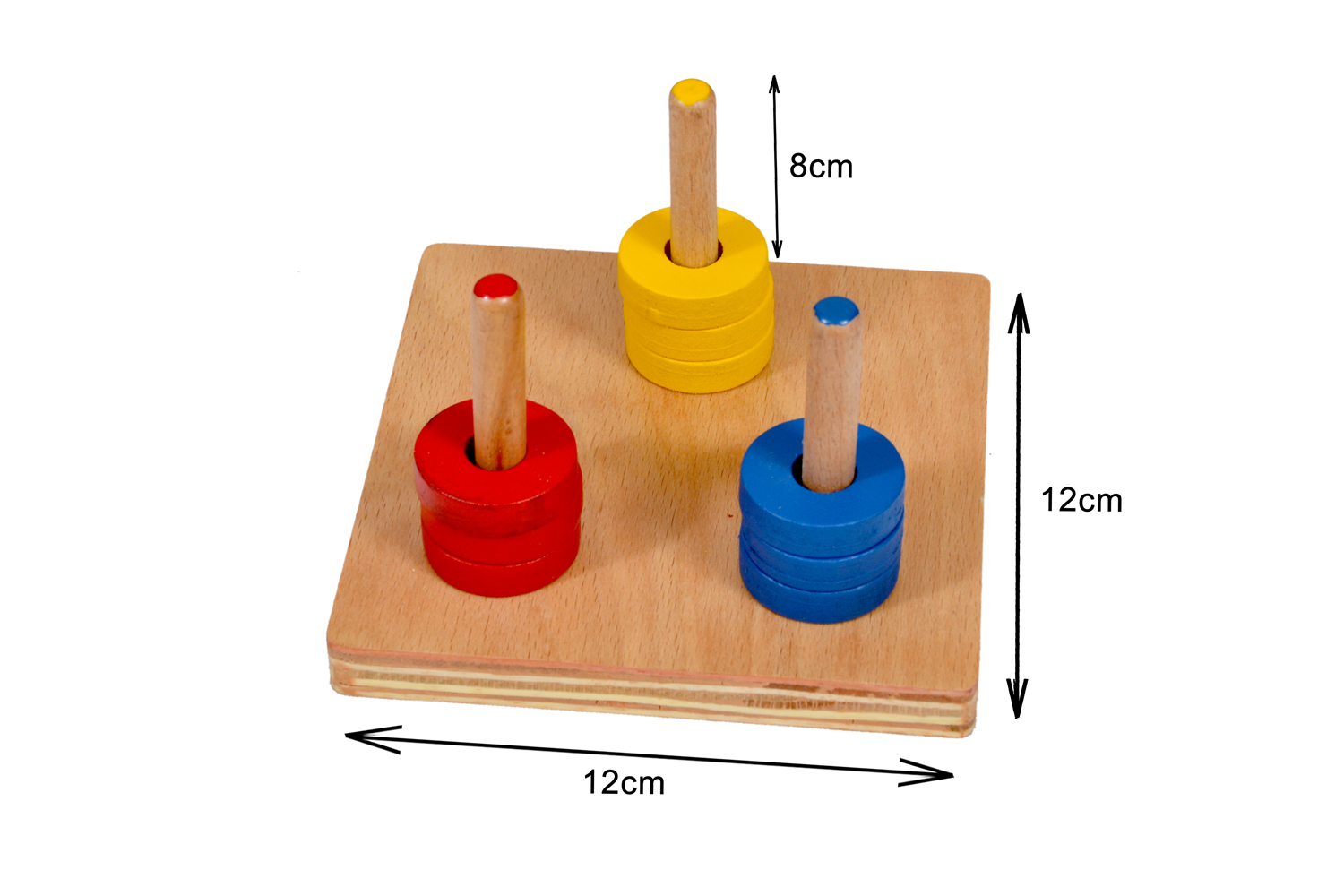 Kidken Colored Discs - Wooden Stacking Set 12x12x8 Cm | Enhance Color Matching, Eye-hand Coordination & Fine Motor Skills For Toddlers
