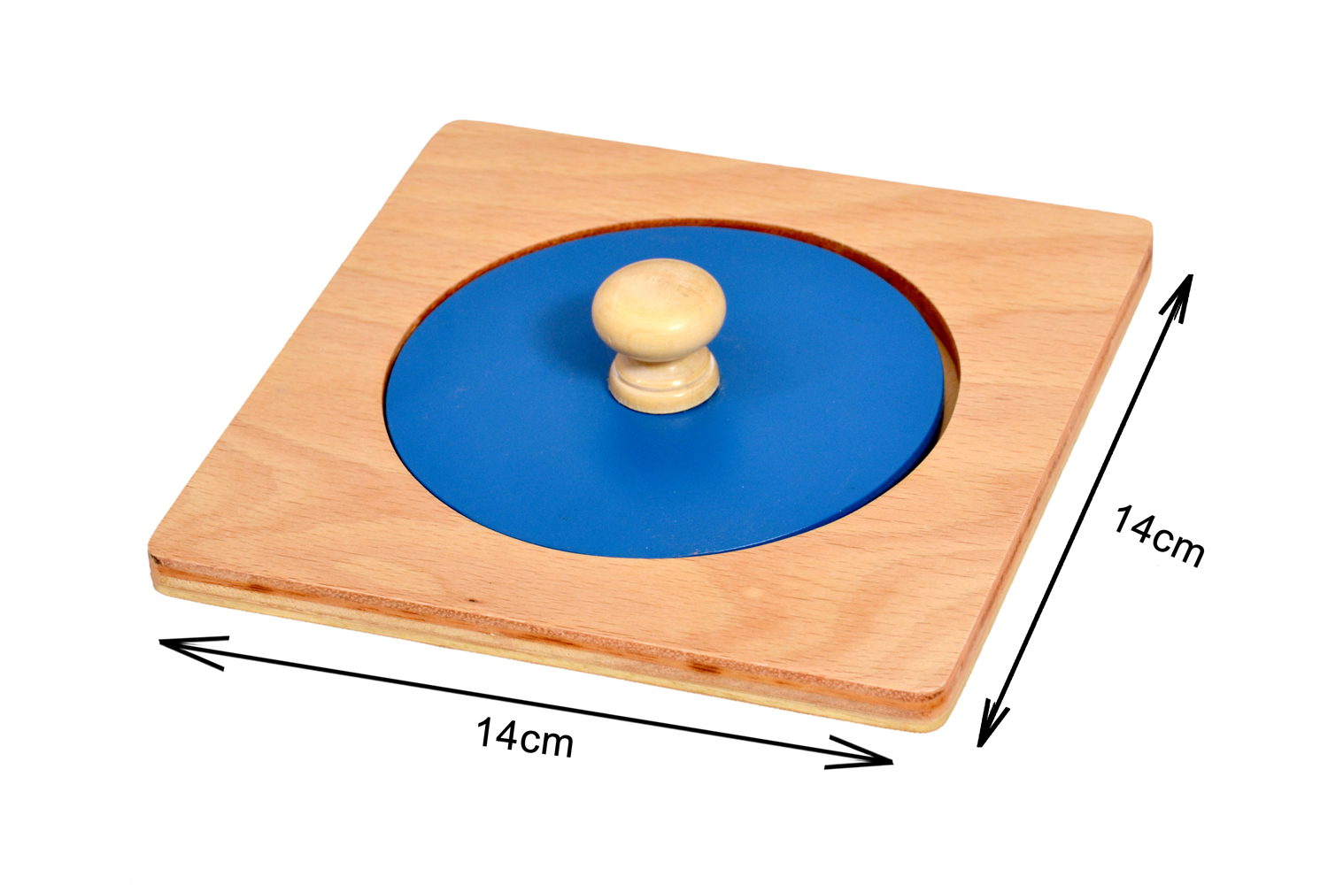 Kidken Circle Puzzle - Wood, 14x14 Cm, Blue | Simple Circle Puzzle For Infant Montessori Learning And Hand-eye Coordination Development