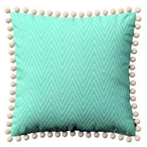 Velvet Pom-pom Cushion Cover - Velvet Fabric, 16x16 Cm, Multi Color | Handmade, Square Shape, Plain Dyed, Decorative Use, Zipper Closure
