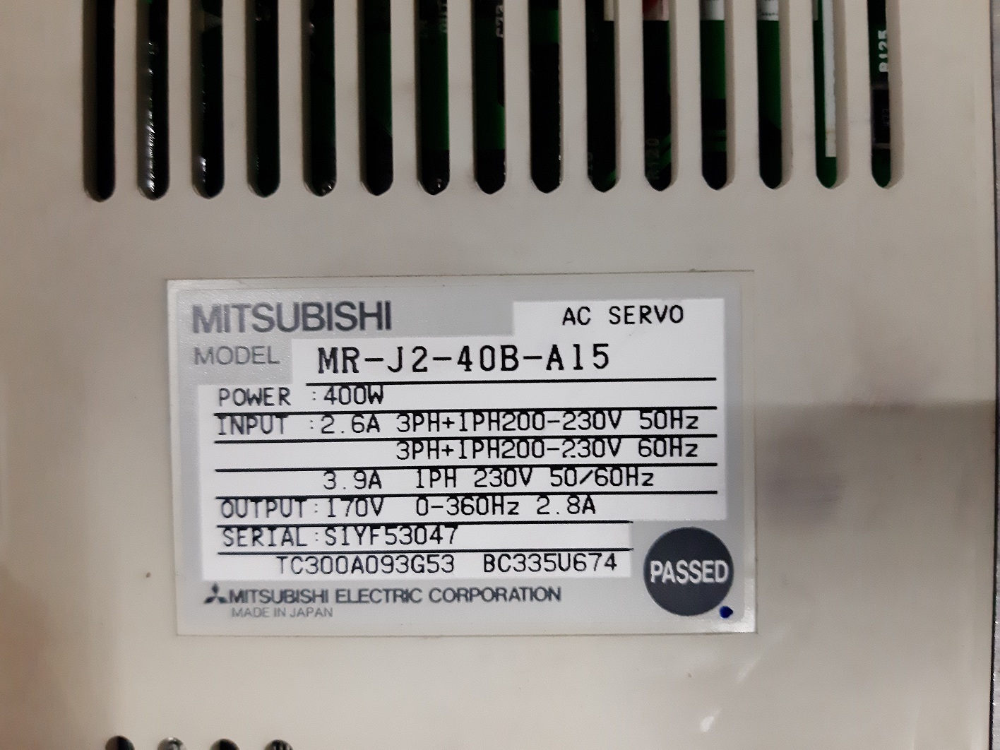 Mitsubishi Ac Servo Drive Mr-j2-40b-a15