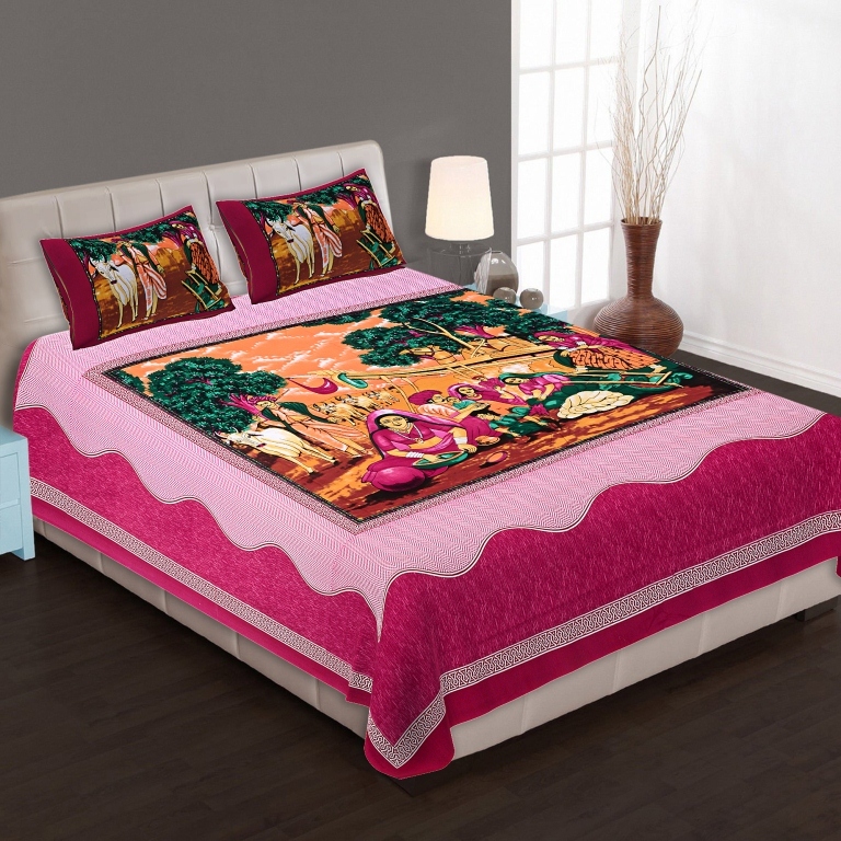 Multicolor Jaipuri Figure Print Bedsheet