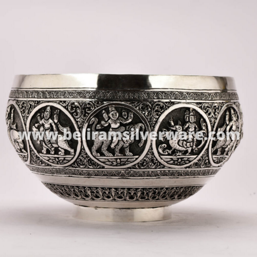 Intricately Designed Silver Bowl Centerpiece