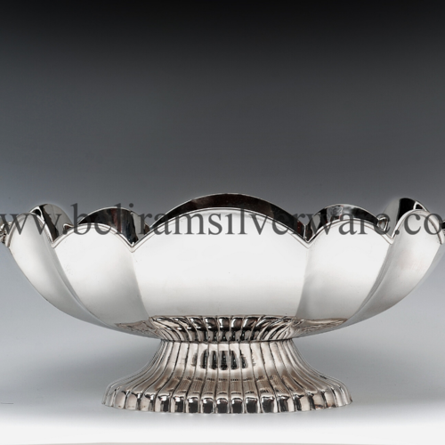 Scalloped Lotus Design Silver Bowl Centerpiece