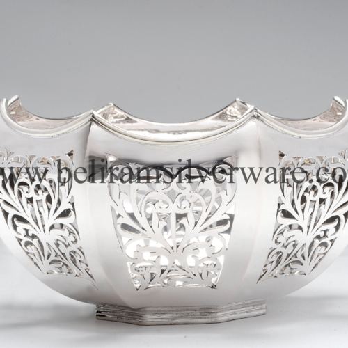 Intricately Crafted Pedestal Bowl Silver Centerpiece