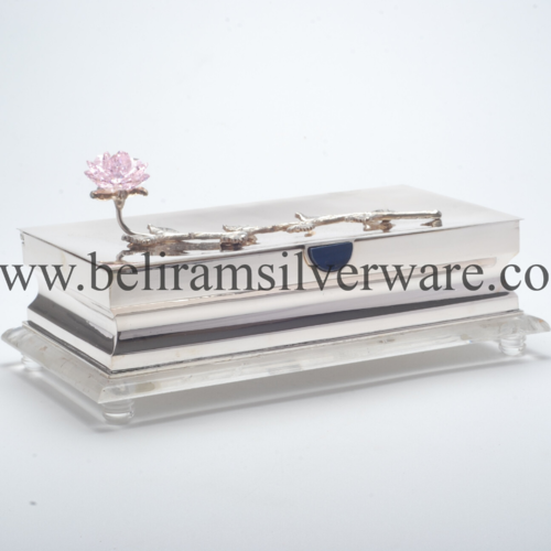 Lotus Polished Silver Box