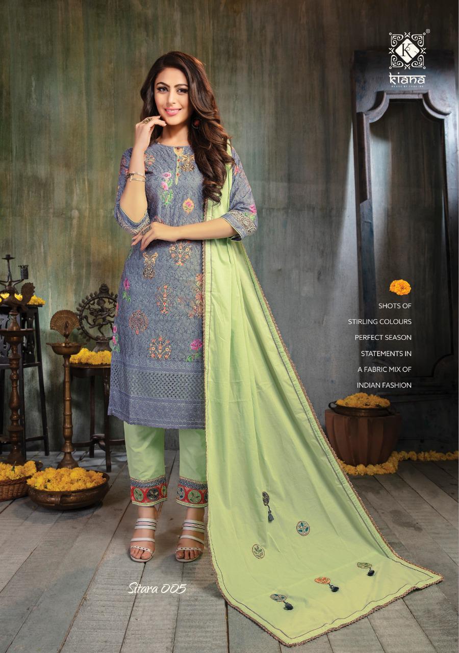 Dry Cleaning Sitara Schiffli Top With Digital Print With Stylish Flex Pant Kurtis
