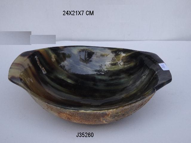 Horn Bowl - Handmade Antique Round Design | Indian Style Indoor Furniture, 15 Cm Height