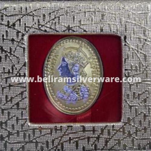 Victoria Empress Purple Hued Oval Silver Coin