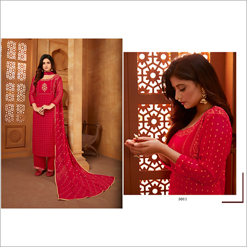 Ladies Fancy Silk Suit - Washable, 3/4 Sleeve Design for All Seasons | Perfect for Rainy, Spring, Summer, and Winter Wear