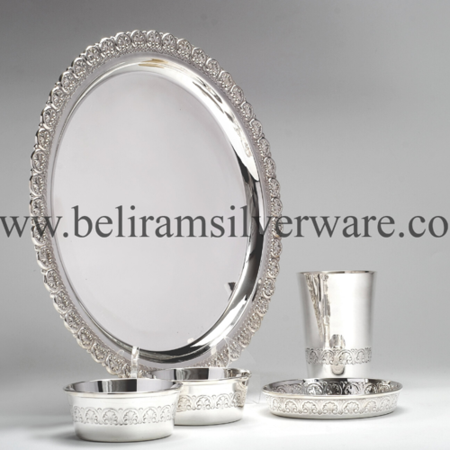 Intricate Design Silver Thali Set