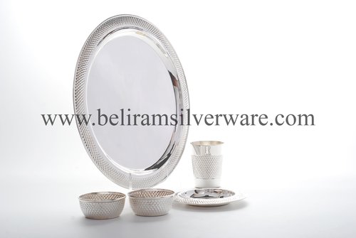 Dot Hammered Silver Thali Set
