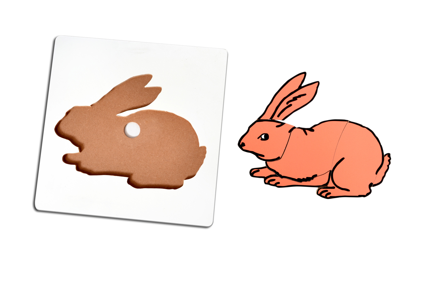 Kidken Rabbit Puzzle For 2 Year Old Kids And Above - Mdf Wood, 24x24 Cm, Multi-color | Eco-friendly, Develops Logical Thinking, Knobless Design