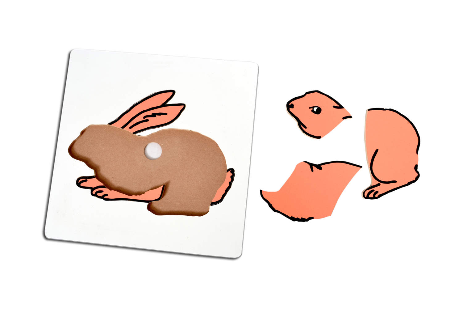Kidken Rabbit Puzzle For 2 Year Old Kids And Above - Mdf Wood, 24x24 Cm, Multi-color | Eco-friendly, Develops Logical Thinking, Knobless Design